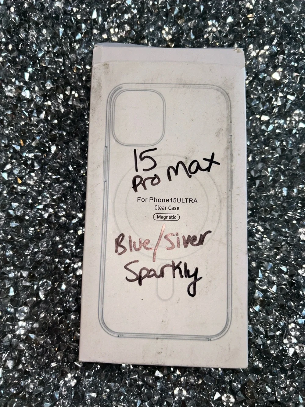 iPhone 15 pro max Glitter Gradient MagSafe Compatible Phone Case - Blue Silver